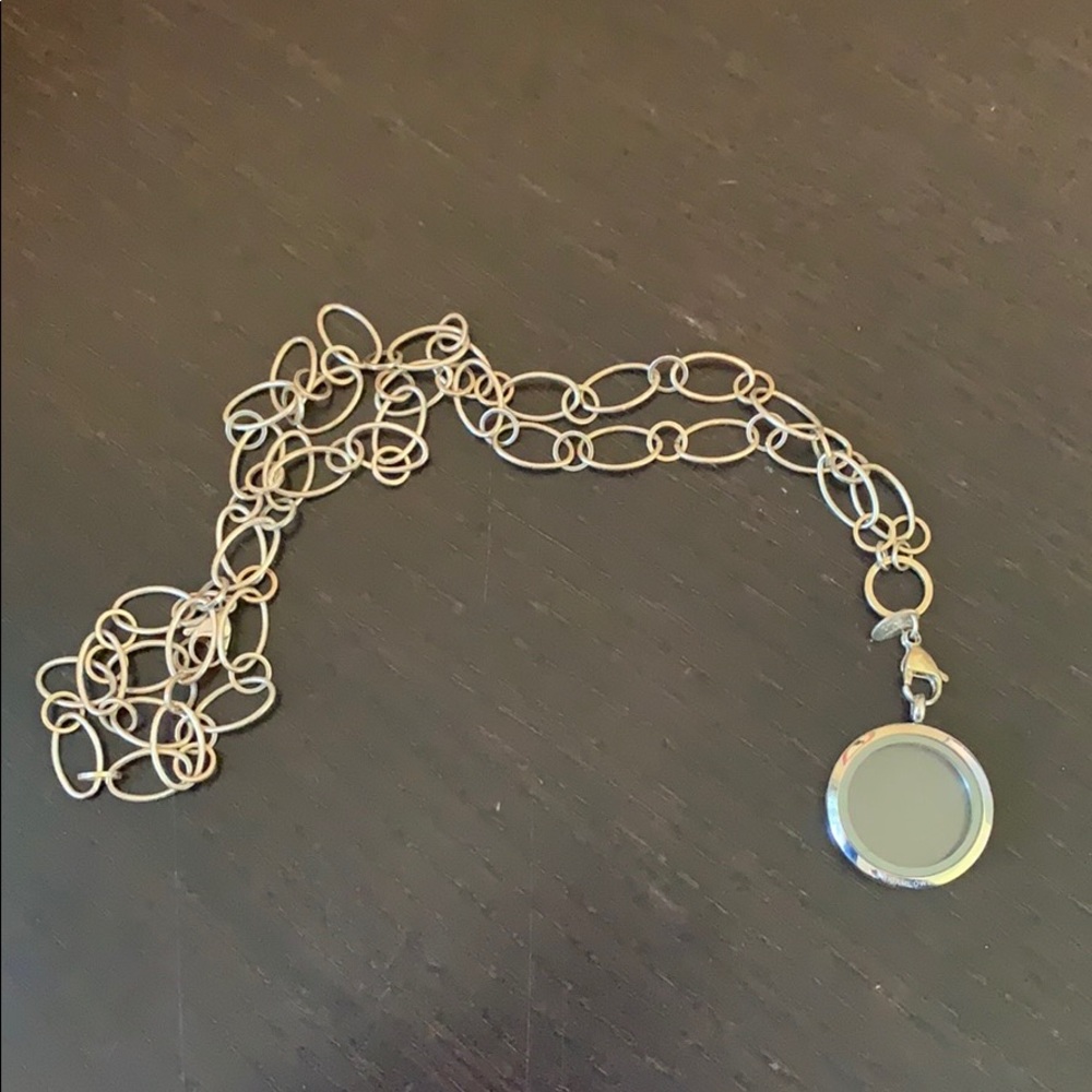 Origami Owl silver locket and chain